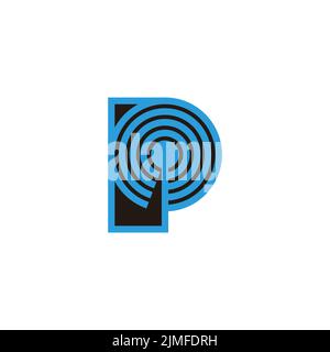 letter p radio signal aerial tower antenna symbol logo vector Stock Vector