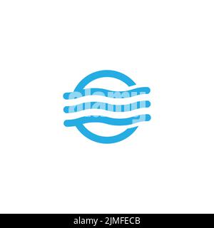 letter c blue ocean water stripes line simple logo vector Stock Vector