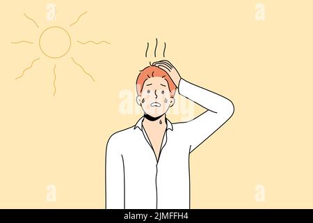 Hot weather. Man got sunburn in very hot summer days Stock Vector Image ...