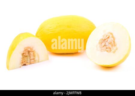 Fresh yellow melon with half Stock Photo