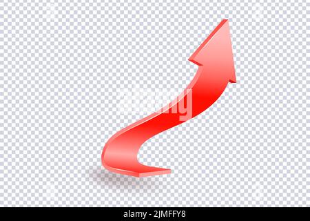 Abstract Curved Green Arrow. Market movements creative concept charts, infographics. Green curve arrow of trend on transparent. Trading stock news imp Stock Vector