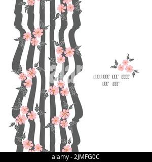 Vector hand drawn floral stripes vertical seamless border pattern background Stock Vector