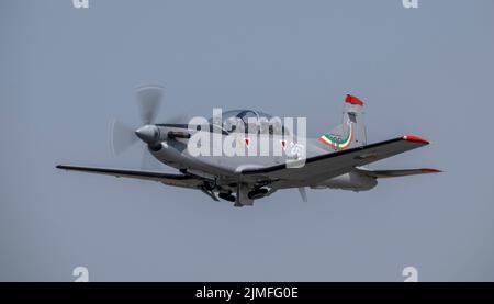 Pilatus PC-9M of the Irish Silver Swallows Display Team at the Royal International Air Tattoo , The team were celbrating 100 years of the Irish Air Co Stock Photo