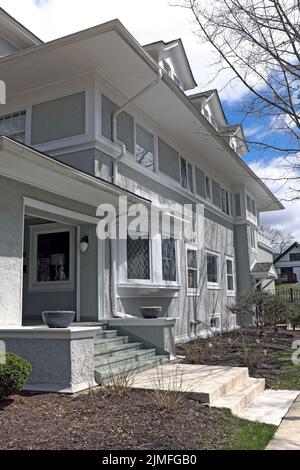 Located at 339 North Oak Park Avenue in the Oak Park neighborhood of Chicago, Illinois is the childhood home where Ernest Hemingway was born. Stock Photo