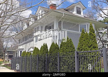 Located at 339 North Oak Park Avenue in the Oak Park neighborhood of Chicago, Illinois is the childhood home where Ernest Hemingway was born. Stock Photo