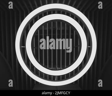 Luminous led ring lamp on the ceiling Stock Photo