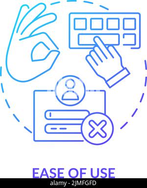 Ease of use blue gradient concept icon Stock Vector