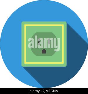 Electric outlet icon. Flat color design.  Vector illustration. Stock Vector