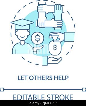Let others help turquoise concept icon Stock Vector