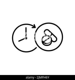 Time to take pills linear icon Stock Vector