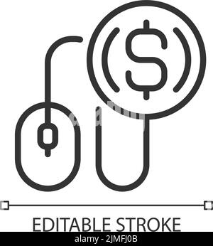 Pay per click pixel perfect linear icon Stock Vector