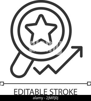 Searching for trends pixel perfect linear icon Stock Vector