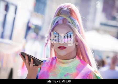 East Sussex, UK. 6th August 2022. Brighton and Hove Pride 2022. Thousands attend the annual LGBT+ celebration march from Hove Lawns to Preston Park. Credit: Guy Corbishley/Alamy Live News Stock Photo