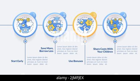 Tips for saving for college circle infographic template Stock Vector