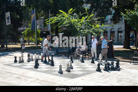 Completed reconstruction of Trg Oslobodenja park in Sarajevo Stock Photo