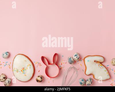 Easter Cookie baking. Easter concept, top view Stock Photo