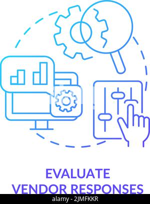 Evaluate vendor responses blue gradient concept icon Stock Vector
