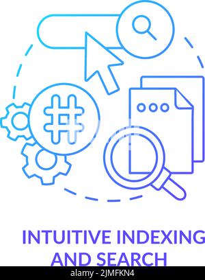 Intuitive indexing and search blue gradient concept icon Stock Vector