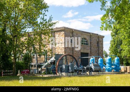 Deutschland, Nordrhein-Westfalen, Mühlheim an der Ruhr, Wasserkraftwerks Kahlenberg, Verbunddampfmaschine aus dem Wasserwerk Mülheim-Styrum Stock Photo