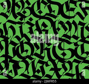 Pattern, ornament in the Gothic style. Vector. Alphabet. Calligraphy and lettering. Medieval latin letters. Graphic elements for corporate identity fo Stock Vector