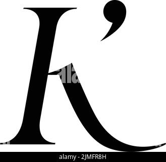 Latin letter K on a white isolated background. Logo or sign for an internet company, advertising agency. Fashion monogram. Calligraphic symbol and let Stock Vector