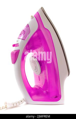 Pink iron isolated on white background. Stock Photo