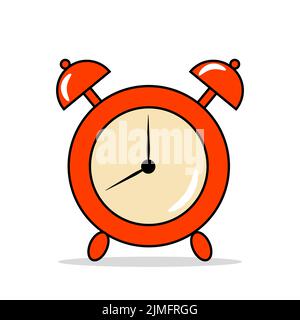 Red Vintage Alarm Clock in Groove Style Stock Vector