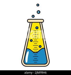 Chemical Flask Isolated Element on White Background Chemical Reaction Stock Vector