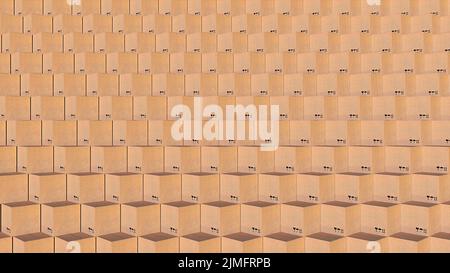 Rows cardboard boxes of parcels Stock Photo