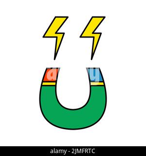 Magnet with Charge Isolated Element on White Background Stock Vector