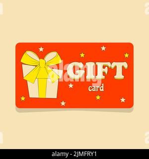 Gift Card in Retro Groove Style Bright Summer Design Stock Vector