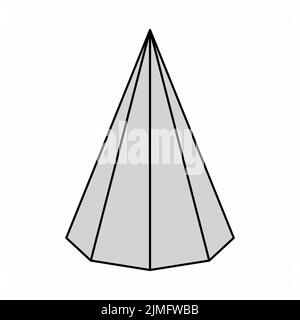 Octagonal pyramid, geometric shape isolated on white background. Stock Vector