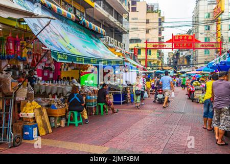 Colorful China Town Old Market shopping street food Bangkok Thailand. Stock Photo