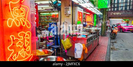 Colorful China Town Old Market shopping street food Bangkok Thailand. Stock Photo