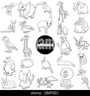 cartoon wild animal characters big set Stock Photo - Alamy