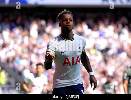 Tottenham Hotspur's Ryan Sessegnon celebrates scoring their side's first goal of the game during the Premier League match at Tottenham Hotspur Stadium, London. Picture date: Saturday August 6, 2022. Stock Photo
