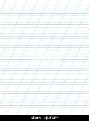 Graph paper. Printable lined grid paper with color horisontal, diagonal lines. Geometric pattern for school, oblique notebook. Realistic lined paper Stock Vector