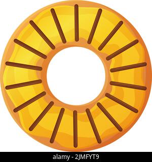 Bright doughnut with yellow glaze and mango No diet day symbol, unhealthy food, sweet fastfood, sugar snack, extra calories concept. Stock vector illu Stock Vector
