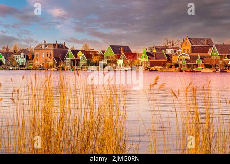 Panoramic view of Zaanse Schans, Netherlands Stock Photo