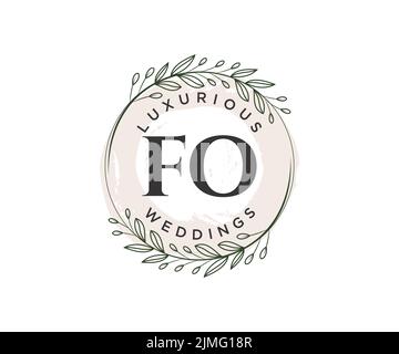 FO Initials letter Wedding monogram logos template, hand drawn modern minimalistic and floral templates for Invitation cards, Save the Date, elegant Stock Vector