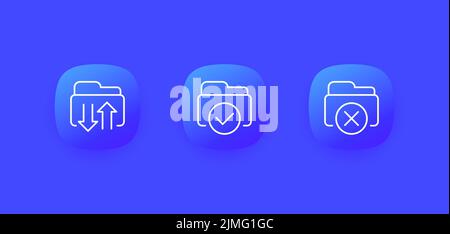 upload files to folder or backup line icons Stock Vector