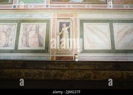 PADUA, ITALY -14 APR 2022- View of the landmark Scrovegni Chapel (Cappella degli Scrovegni, Arena Chapel), part of the Museo Civico of Padua, with a f Stock Photo