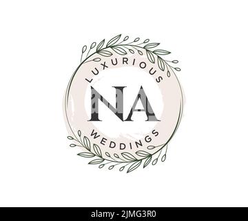 NA Initials letter Wedding monogram logos template, hand drawn modern minimalistic and floral templates for Invitation cards, Save the Date, elegant Stock Vector