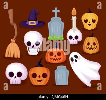 halloween miscellaneous set Stock Vector