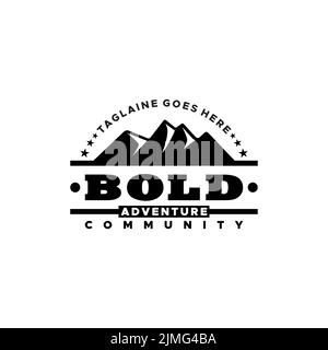 Simple Black Bold Mountain Adventure Outdoor Logo design inspiration Stock Vector