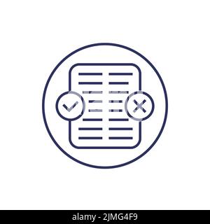 Pros and cons icon with a list, line vector Stock Vector