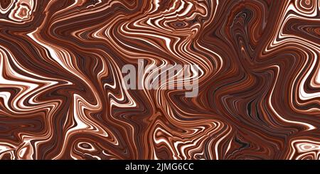 Chocolate brown seamless marble pattern with psychedelic swirls. Vector liquid acrylic texture. Flow art. Trippy 70s textile background. Tie dye simpl Stock Vector