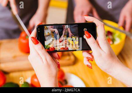 vegan culinary video blog women vegetable salad Stock Photo