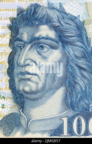 Matthias Corvinus portrait from Hungarian money Stock Photo