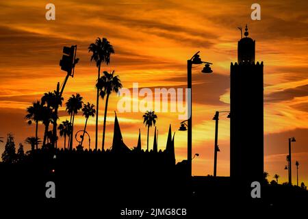 Kutubiyya Mosque In Medina Quarter Of Marrakesh, Morocco, Africa Stock Photo